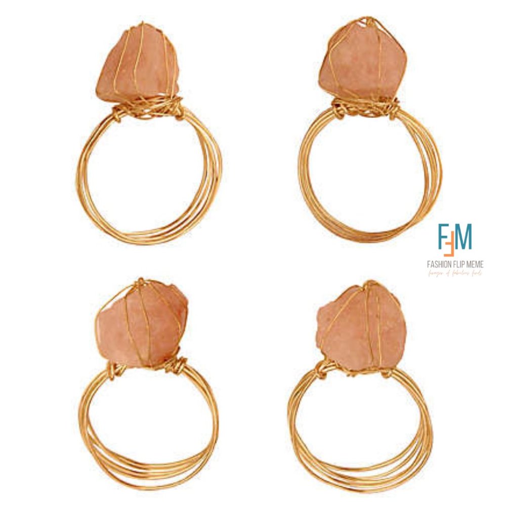 New! 4PC Set Handcrafted Rose Quartz Napkin Rings